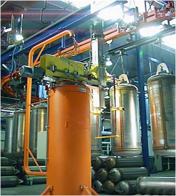 automatic transfer device at boiler enameling plant