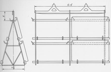 A-frame type firing tool for enameling cooker parts