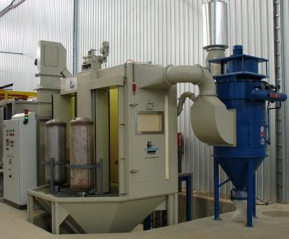 Offline shot blasting machine for boilers